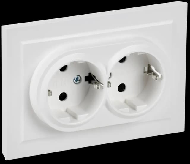 Розетка двойная без заземления с рамкой IEK BRITE BR-R21-16-K91-F (белый арктический)