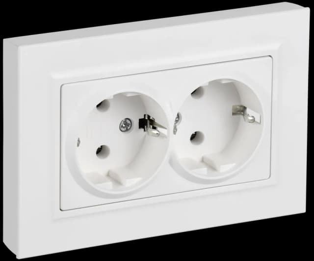 Розетка двойная без заземления с рамкой IEK BRITE BR-R27-16-K91-F (белый арктический)