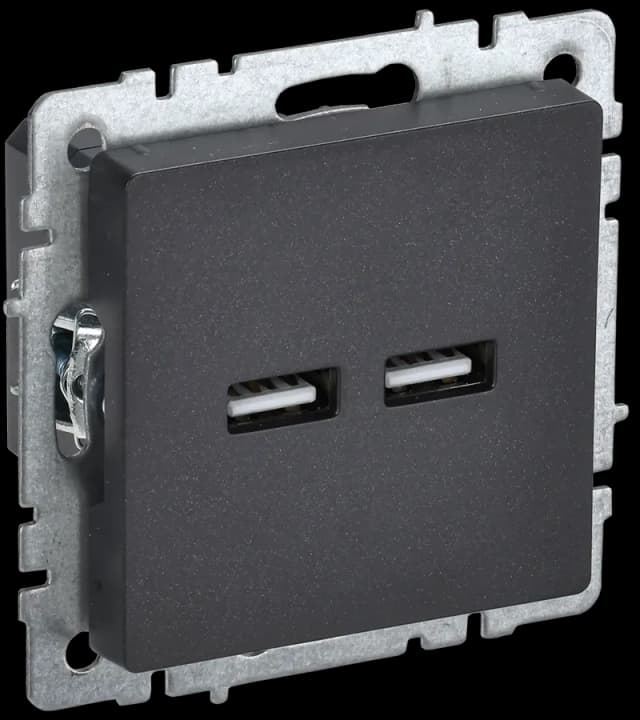 Розетка USB IEK BRITE BR-U21-D31-K02 (черный)