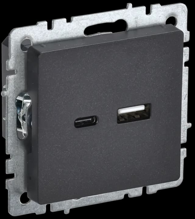 Розетка USB IEK BRITE BR-U22-018-K02 (черный)