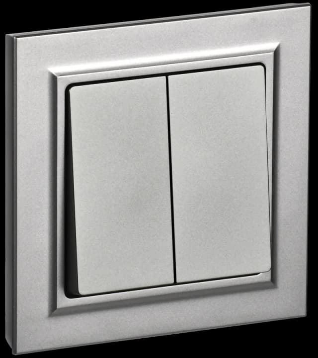 Выключатель 2-клавишный IEK BRITE BR-V20-0-10-K46-F (сталь)