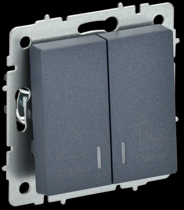 Выключатель 2-клавишный с подсветкой IEK BRITE BR-V20-2-10-K35 (маренго)