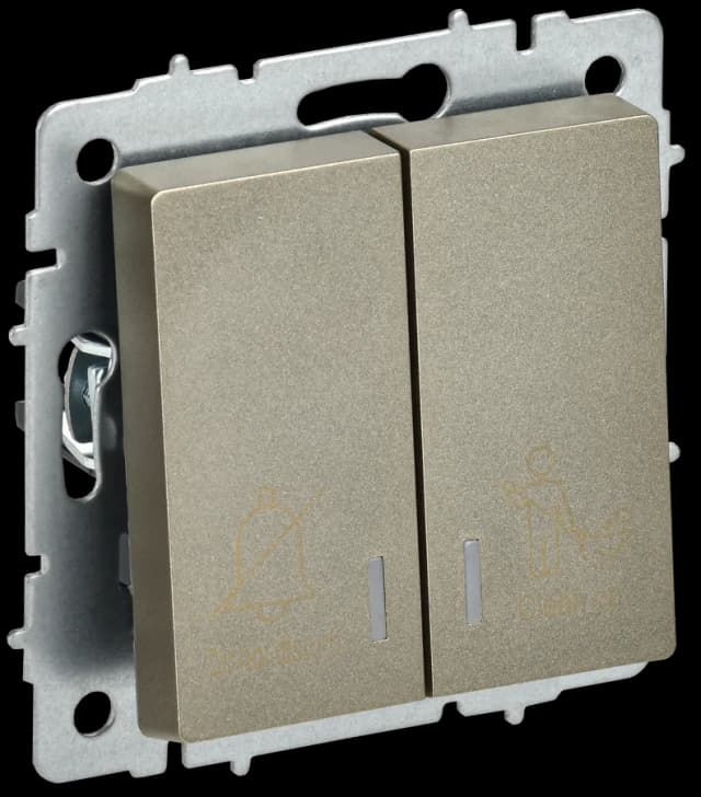 Выключатель 2-клавишный с подсветкой IEK BRITE BR-V20-2-10-K37 (шампань)