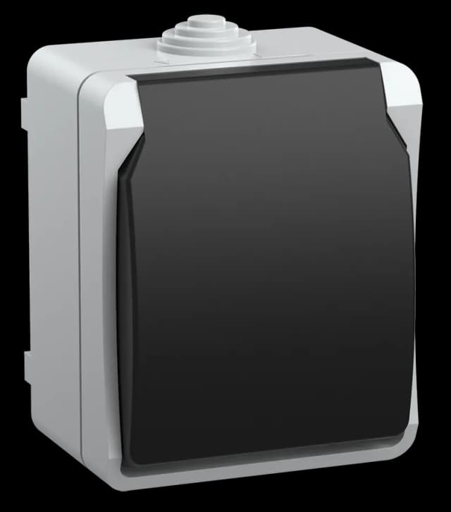 Розетка с заземлением и защитными шторками IEK ERS12-K03-16-54-DC (серый)