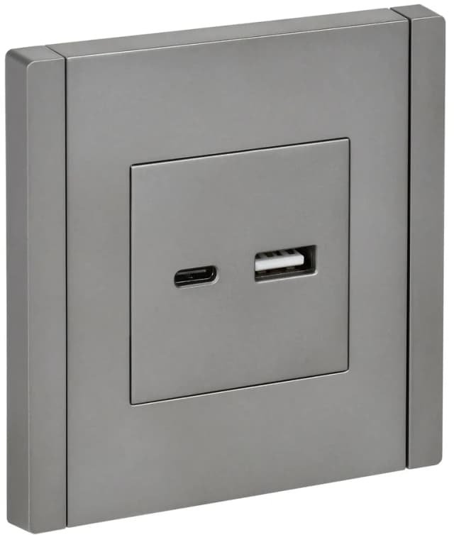 Розетка USB IEK FORTE&PIANO FP-U22-D31-K46 (сталь)