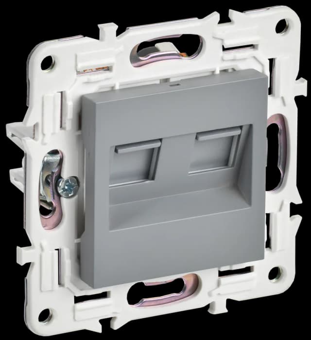 Розетка двойная компьютерная IEK SKANDY SK-K20-2-K03 (серый)