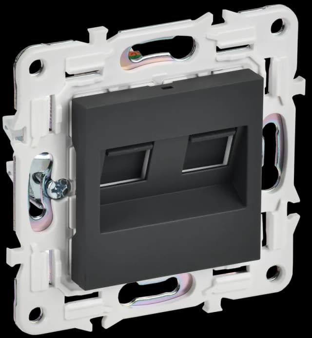 Розетка двойная компьютерная IEK SKANDY SK-K20-2-K53 (графит)