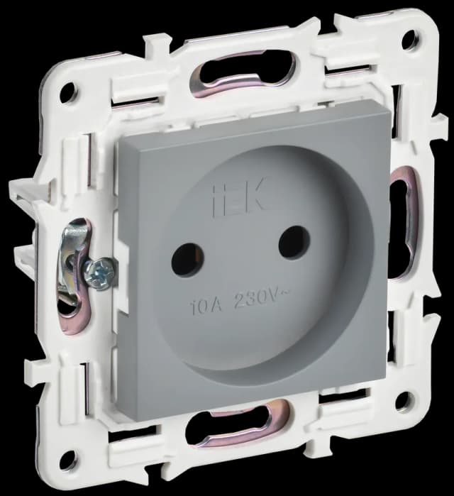 Розетка без заземления IEK SKANDY SK-R10-10-K03 (серый)