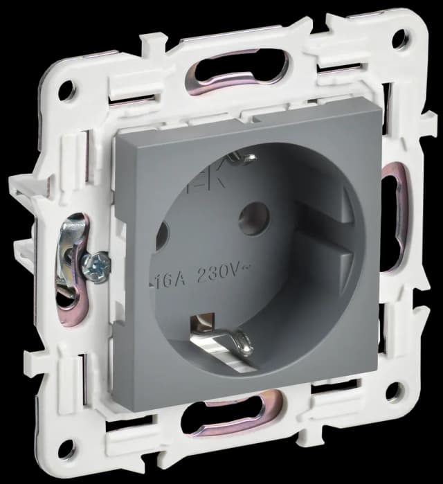 Розетка с заземлением IEK SKANDY SK-R11-16-K03 (серый)