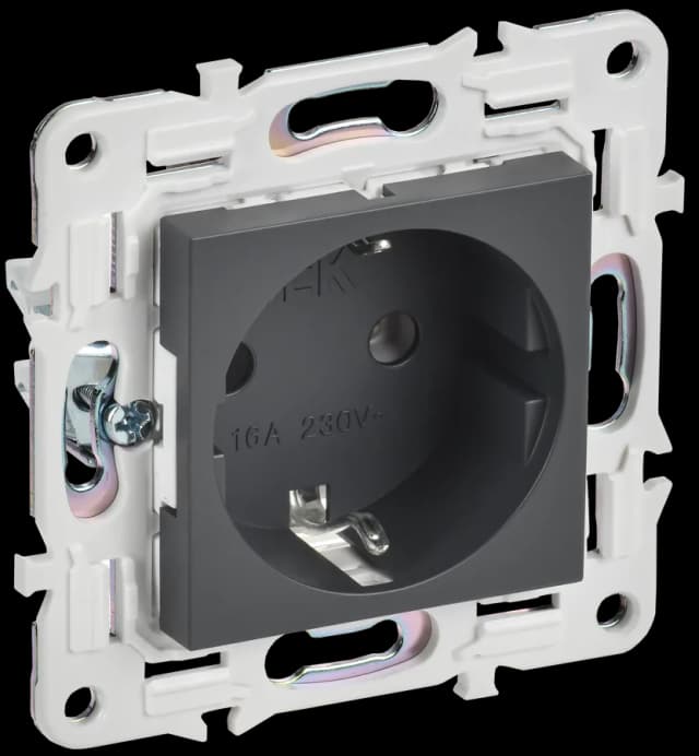 Розетка с заземлением IEK SKANDY SK-R11-16-K48 (титан)