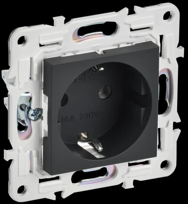 Розетка с заземлением IEK SKANDY SK-R11-16-K53 (графит)