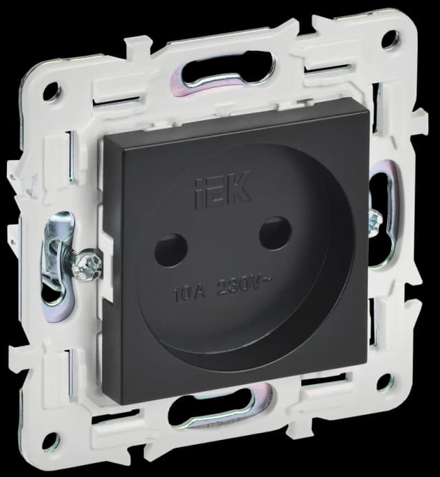 Розетка без заземления с защитными шторками IEK SKANDY SK-R13-10-K02 (черный)