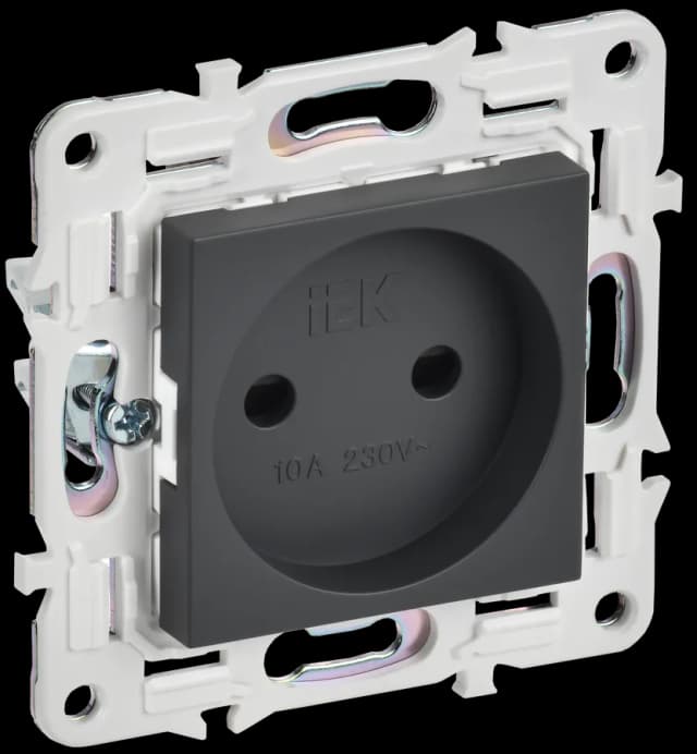Розетка без заземления с защитными шторками IEK SKANDY SK-R13-10-K48 (титан)