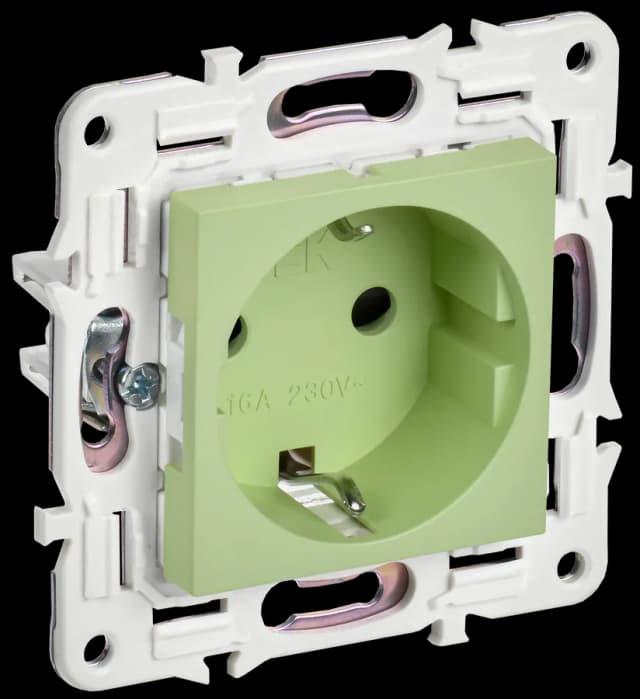 Розетка с заземлением и защитными шторками IEK SKANDY SK-R14-16-K06 (мятный)