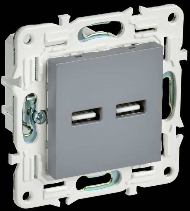 Розетка USB IEK SKANDY SK-U21-D31-K03 (серый)