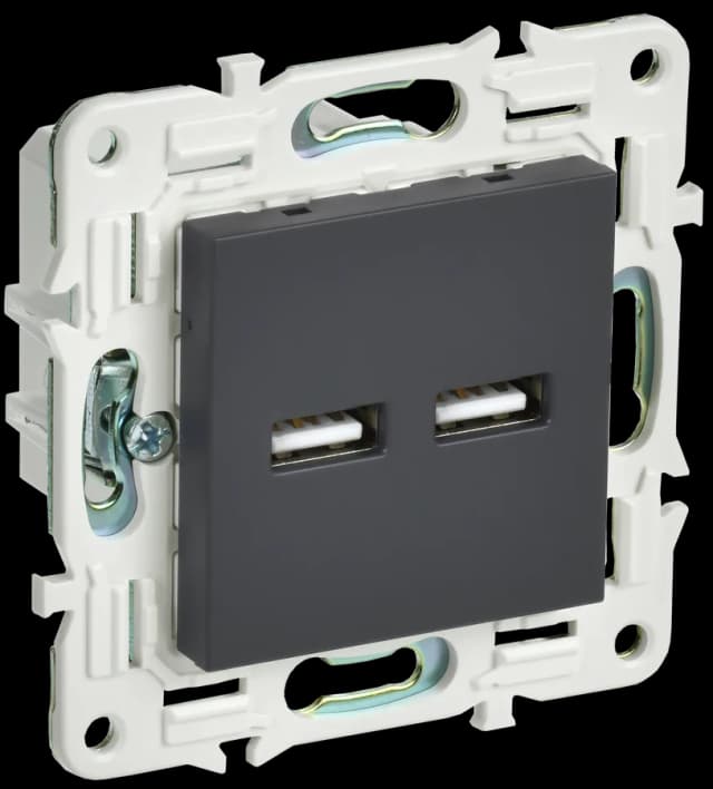 Розетка USB IEK SKANDY SK-U21-D31-K53 (графит)