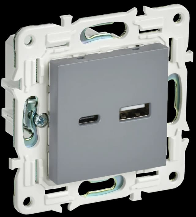 Розетка USB IEK SKANDY SK-U22-018-K03 (серый)
