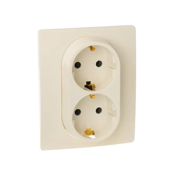 Розетка двойная с заземлением Legrand Etika 672323 (слоновая кость)