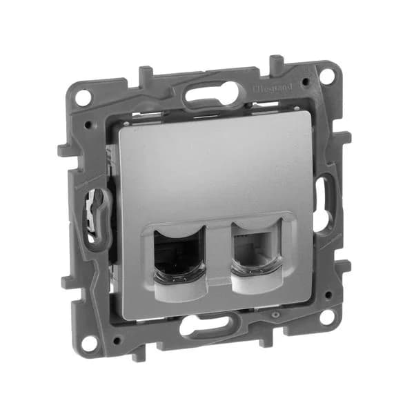 Розетка компьютерная RJ45 + RJ11 кат.5e Legrand Etika 672452 (алюминий)