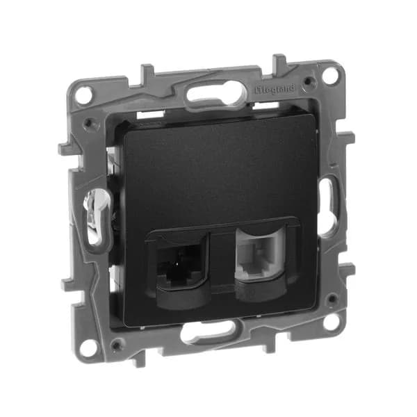Розетка компьютерная RJ45 + RJ11 кат.5e Legrand Etika 672652 (антрацит)