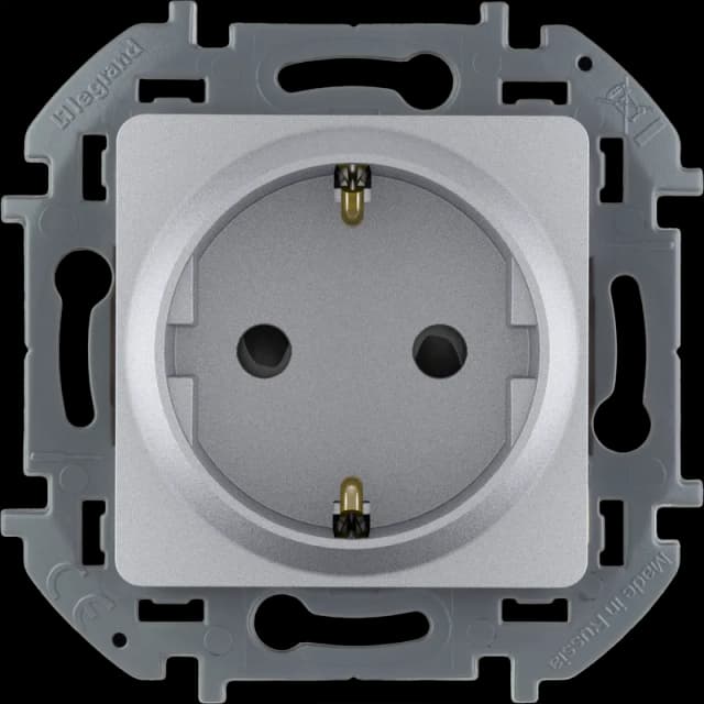 Розетка с заземлением со шторками Legrand Inspiria 673732 (алюминий)