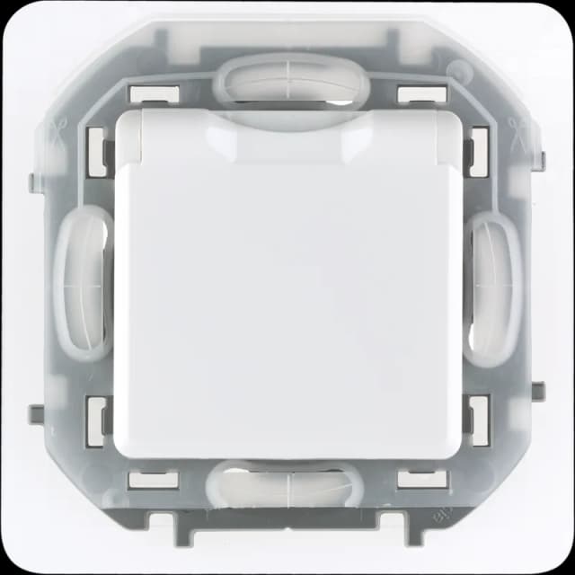Розетка с заземлением со шторками с крышкой влагозащищённая IP44 Legrand Inspiria 673740 (белый)