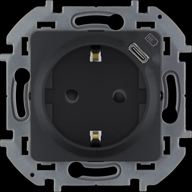 Розетка с заземлением и USB Legrand Inspiria 673773 (антрацит)