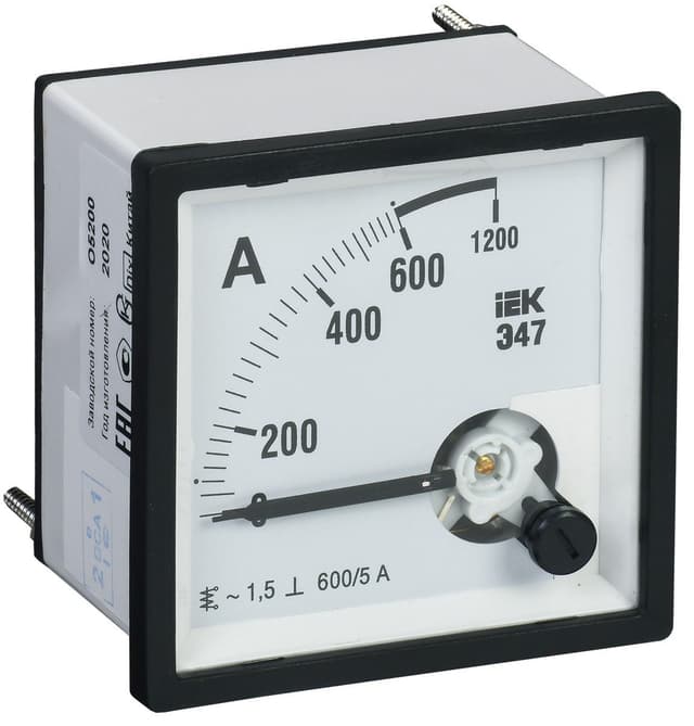 Амперметр аналоговый IEK Э47 600/5А класс точности 1,5 96х96 мм IPA20-6-0600-E