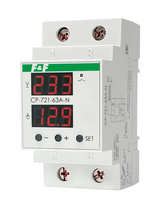 Реле напряжения однофазное 63А Евроавтоматика ФиФ CP-721-63A-N