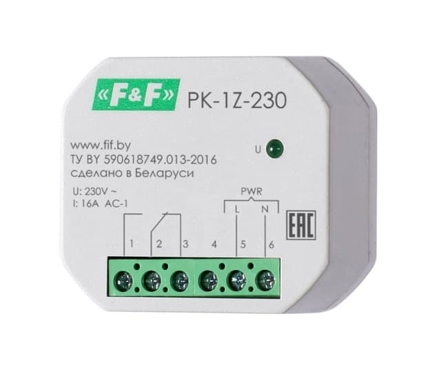 Реле промежуточное 16А 1П 230В Евроавтоматика ФиФ PK-1Z-230