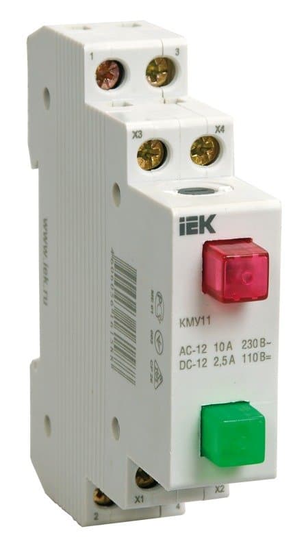 Кнопка управления модульная IEK КМУ11 10А 230В с неоновой лампой MBD10-11-K51