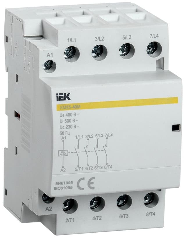 Контактор модульный КМ25-40М 25А 4НО 230В AC/DC IEK MKK21-25-40