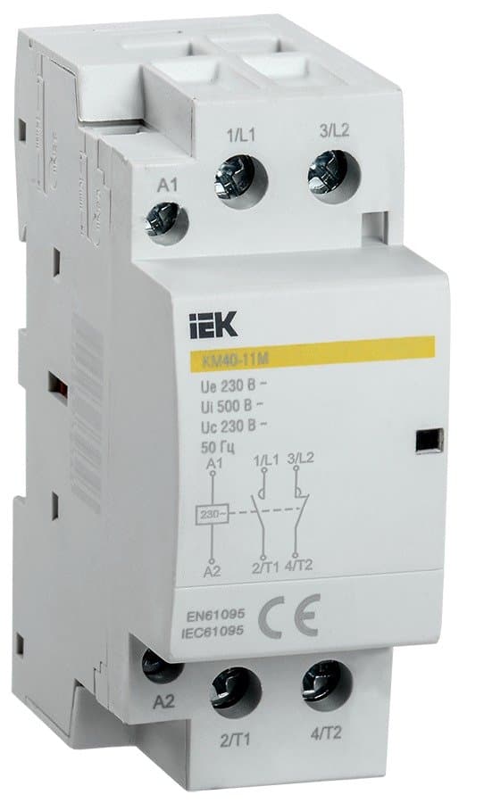 Контактор модульный КМ40-11М 40А 1НО+1НЗ 230В AC IEK MKK11-40-11