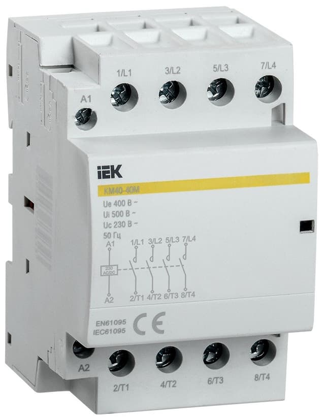 Контактор модульный КМ40-40М 40А 4НО 230В AC/DC IEK MKK21-40-40