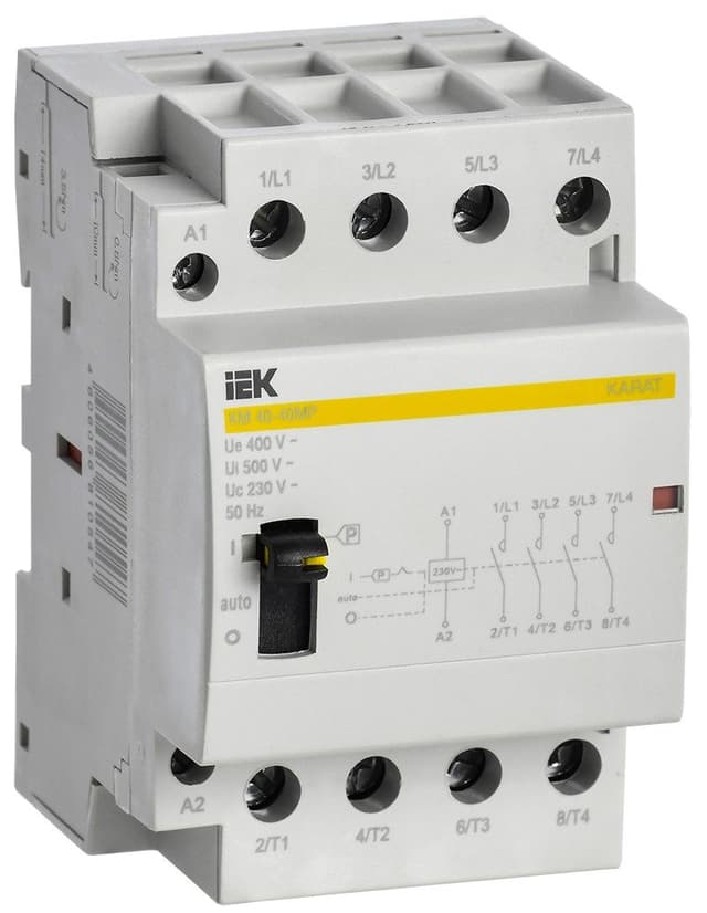 Контактор модульный с ручным управлением КМ40-40МР 40А 4НО 230В AC/DC IEK MKK22-40-40