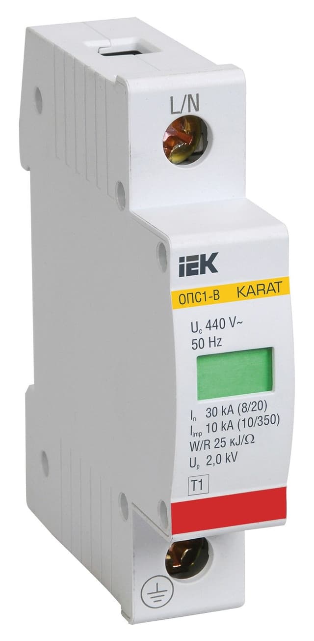 Ограничитель импульсного перенапряжения ОПС1-B 1P In 30 кА IEK MOP20-1-B