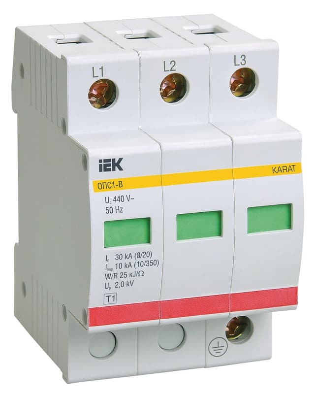 Ограничитель импульсного перенапряжения ОПС1-B 3P In 30 кА IEK MOP20-3-B