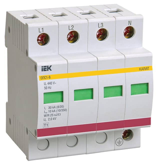 Ограничитель импульсного перенапряжения ОПС1-B 4P In 30 кА IEK MOP20-4-B