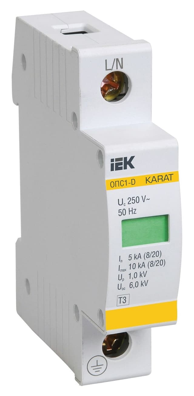 Ограничитель импульсного перенапряжения ОПС1-D 1P In 5 кА IEK MOP20-1-D