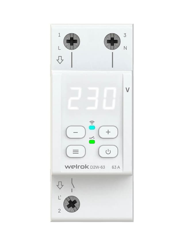 Реле напряжения с Wi-Fi однофазное 63А Welrok D2W-63