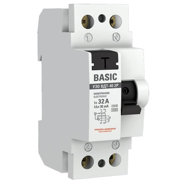 Устройство защитного отключения EKF Basic ВДТ-40 2P 32А 30мА тип AC elcb-2-32-30e-sim