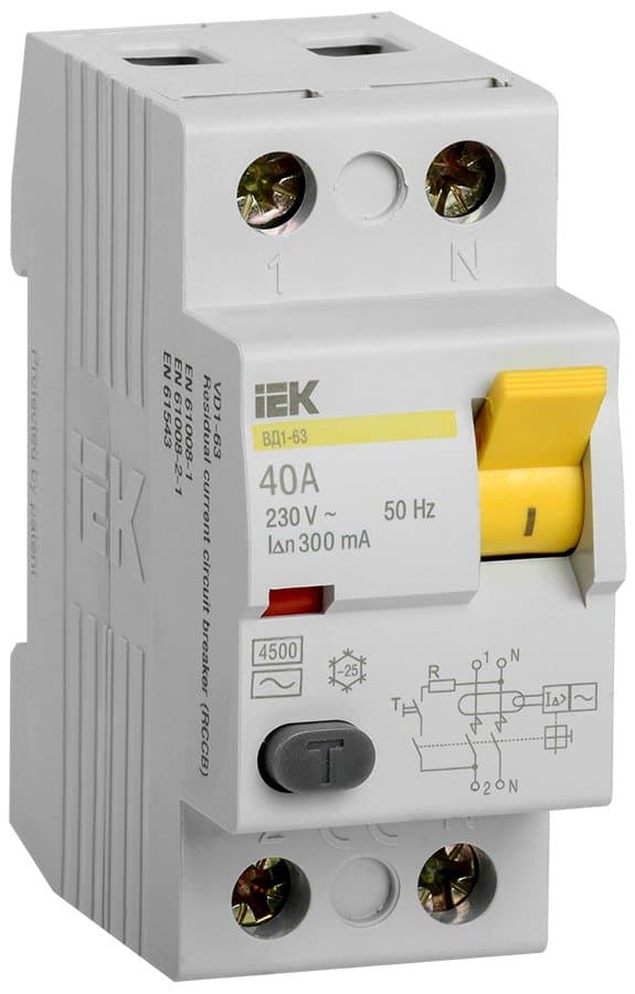 Устройство защитного отключения ВД1-63 2Р 40А 300мА тип AC IEK KARAT MDV10-2-040-300